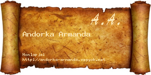 Andorka Armanda névjegykártya
